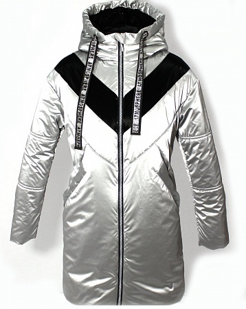 Куртка для девочки Эврика М-789 серебро/черный